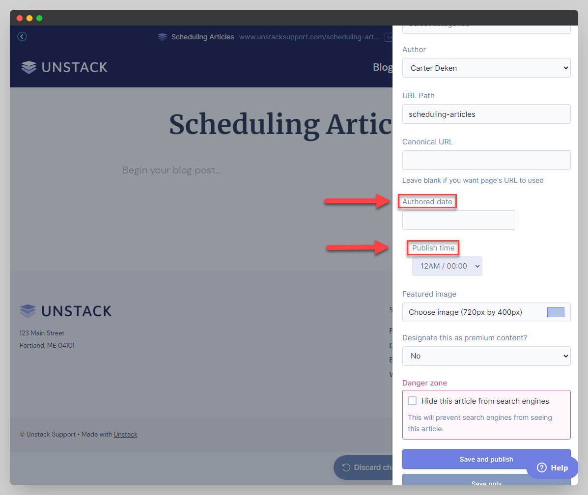 Authoring Date and Publication Time